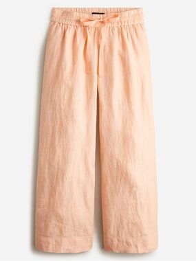 Cynthia Rowley Peach Linen Elastic-Waist Pants